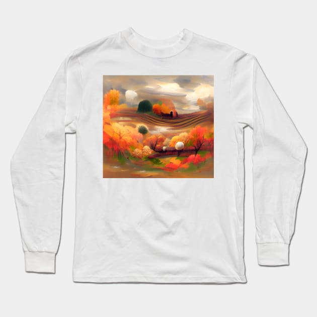 Autumn Cloudy Day Long Sleeve T-Shirt by Mihadom
